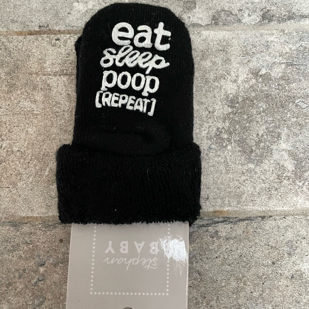 ❤️ BABY SOCKS FOR INFANTS EAT SLEEP POOP REPEAT INFANT SOCKS 0-3 MONTHS NEW